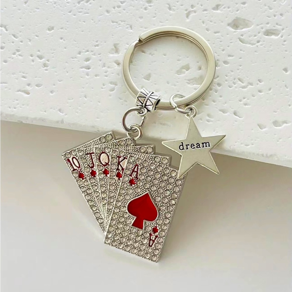 Poker card bling key chain / bag charm